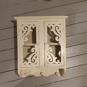 Cream Wall Cabinet with Glass Doors
